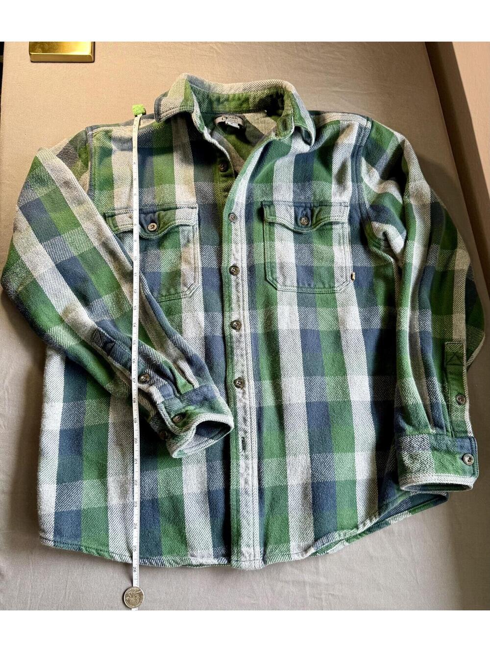 Guide Series Men's Medium Green Plaid Button-Up Shirt Jacket